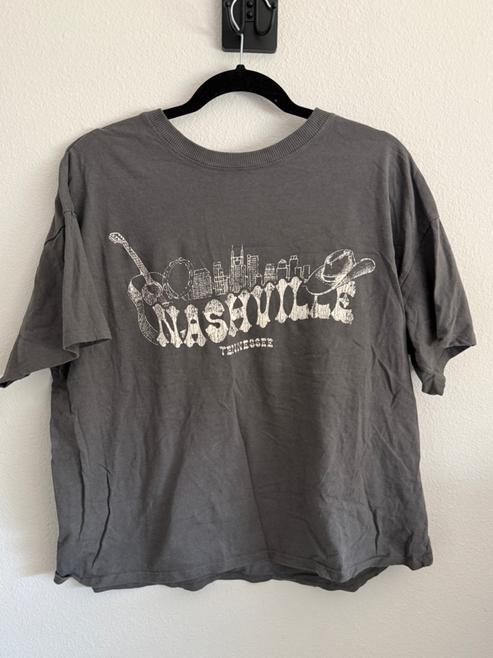 Divided Charcoal Gray City Skyline Graphic Tee